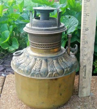 Vintage Oil Lamp Font Bristol Brass & Clock
