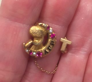 Alpha Gamma Rho 14k Gold Fraternity Pin With Pearls And Ruby’s