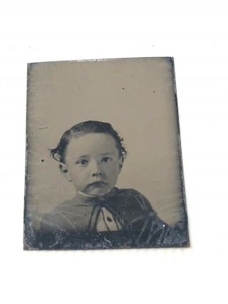 Civil War era 1860s Miniature GEM Tintype Antique Photo young boy in capelet 2