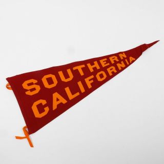 Antique Southern California University Wool Felt Pennant Flag 34.  5 " Trojans