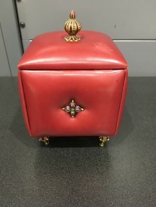 Rare Jay Strongwater Italian Red Leather Box Footed