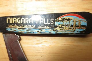 Pocket Knife " View Of Niagara Falls " Gold Image On Blackbackground