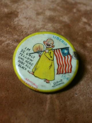 Yellow Kid High Admiral Cigarettes Pinback Button 154 1897 Liberia Flag Rare