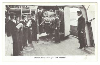 Sailors Channel Fleet: 6 - In.  Qf Gun " Ready " Postcard Royal Navy England