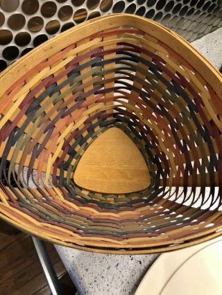 2008 Longaberger “fiesta” triangle chip/dip - large basket with lidded protector 6