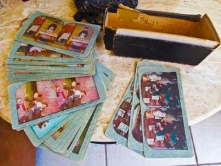 Old Antique Set Of 40 Stereoscope Picture Cards Era 1891 Underwood Box