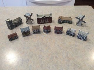 Set Of 11 Wade England Whimsey On Why Porcelain Mini Houses Bloodshot And More