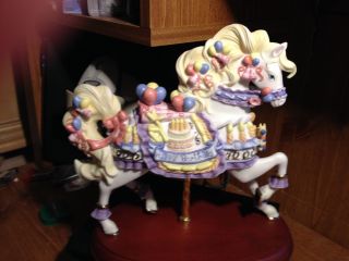 Lenox 2001 Happy Birthday Carousel Horse Porcelain W/ Wood Base