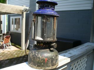Old Antique American Gas Machine Agm Gas Lantern With Blue Granite Top