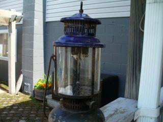 Old Antique American Gas Machine AGM Gas Lantern with Blue Granite Top 2