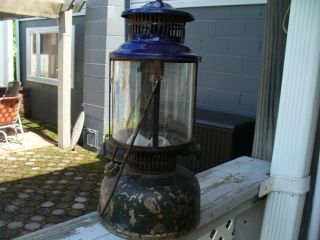 Old Antique American Gas Machine AGM Gas Lantern with Blue Granite Top 4
