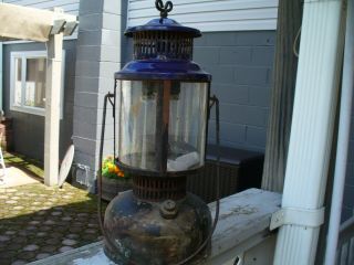 Old Antique American Gas Machine AGM Gas Lantern with Blue Granite Top 5