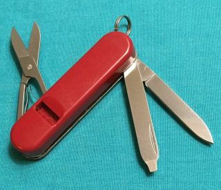Rare Victorinox Swiss Army Knife - Red Whistle Classic Sd - Multi Tool