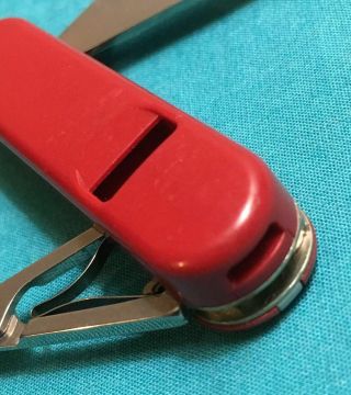 RARE Victorinox Swiss Army Knife - Red WHISTLE Classic SD - Multi Tool 7