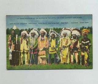 Native American Ogallala Sioux Indians Survivors Csp Bh Sd Linen Postcard Wz4815