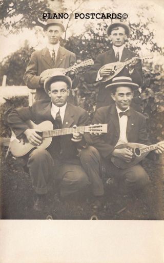 " Young Men With Guitars And Mandolins - Early 1900 