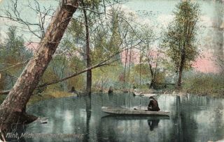 Postcard View On The River Flint Michigan