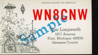 Flint,  Michigan - Wn8cnw - Qsl Card - Tom Longworth - - (mich - F 2)