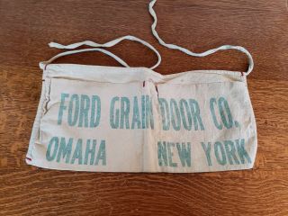 Vtg Carpenter Nail Tool Apron Pouch Advertising Ford Grain Door Co.  Omaha Ny