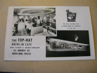 1950s Real Photo Top - Hat Drive - In Cafe North Bend Or Oregon Rppc