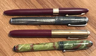 4 Vintage Fountain Pen For Repair Or Parts