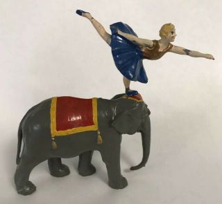 Vintage Britians Mammoth Circus Lead Figurine Elephant W/ Ballerina - Rare