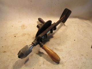 Vintage Yankee No.  1555 Brace Drill With 3 Jaw Chuck With Side Handle Made In Usa