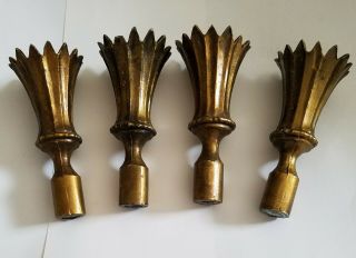 Matched Set 4 Antique Gilded Metal Lamp Finials 3 - 5/8 "