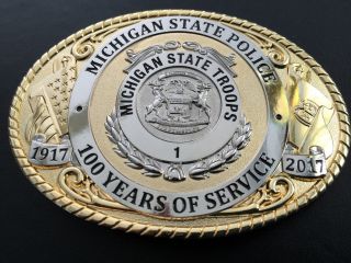Michigan State Police 100th Buckle Rare