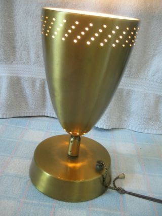 Vintage 10 " Mid - Century Modern Metal Tv Accent Table Lamp / Cone Up - Light