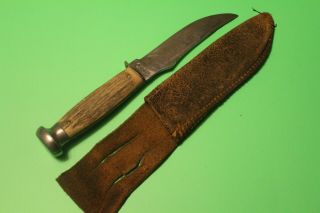 Vintage 1940 - 65 Case Hunting Knife Bone Handle W/sheath