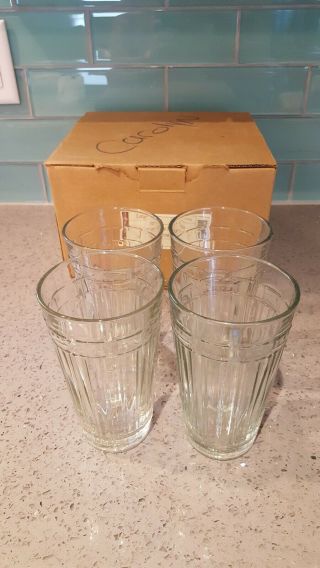 Set Of 4 Longaberger Pottery Glassware Glasses Water Tea Tumbler 17 Oz