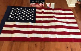 Vtg Defiance 100 Cotton Embroidered Star Usa American Flag 4th Of July 3x5 Flag