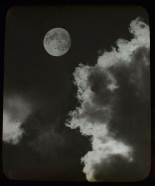 Rare Antique Magic Lantern Slide The Moon And Clouds C1910 Photo