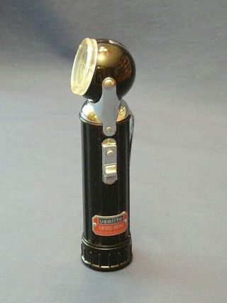 Rare 1941 Usa Lite Flashlight With Swivel Head In Black/chrome