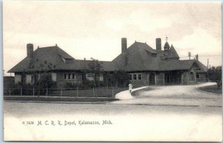 Kalamazoo,  Mi Postcard Michigan Central Railroad Depot Train Station C1900s