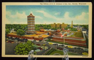 Postcard The Offices Of S C Johnson Sons Inc Racine Wisconsin Wi Linen 1951