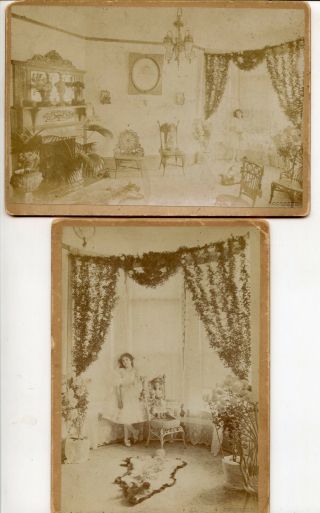 2 Cabinet Cards,  Loraine Stevens,  Denver Co,  El Deweese House Interior