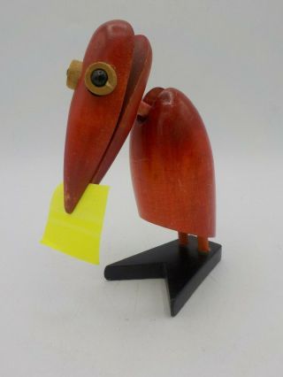 Vtg Mid Century Modern Wood Counterpoint Japan Dodo Bird Memo Note Holder Paper