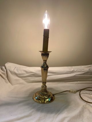 Small Vintage Brass Candlestick Lamp Table Desk Window Accent Light Home Decor