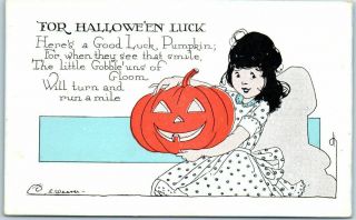 1910s Artist - Signed E.  Weaver Postcard " For Halloween Luck " No.  2335 -