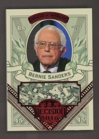 2016 Decision Red Foil Money Card Bernie Sanders Shredded U.  S.  Currency