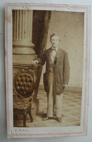 Antique Cdv Photo Young Man By James P.  Ball Black African American Photographer