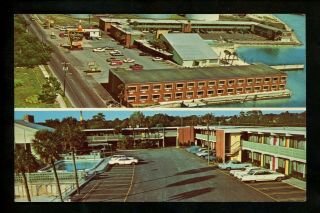 Holiday Inn Motel Hotel Postcard Florida Fl Panama City Pool Cars