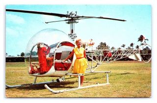 Vintage Postcard Sky Lark Sightseeing Helicopters Advertising Miami Florida F2