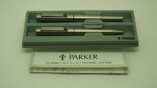 Vintage Parker 25 Fountain Pen And Ballpoint Set