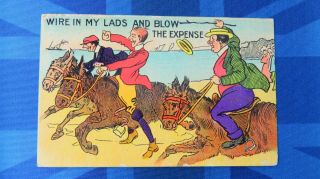 Vintage Comic Postcard 1910 Seaside Beach Donkey Horse Racing Theme