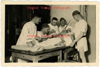 Vintage Photo Young Men German Soldiers Operation Semi Nude Male Physique Gay