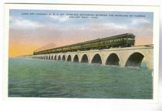 Long Key Viaduct Of The Florida East Coast Railway,  Passenger Train,  Flagler,  Pos