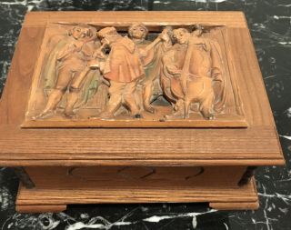 Vintage Anri Wooden Hand Carved Musical Jewelry Box Swiss Reuge Movement